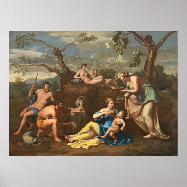 Nymphs & Child Jupiter - Nicolas Poussin Fine Art Poster (Framsidan)