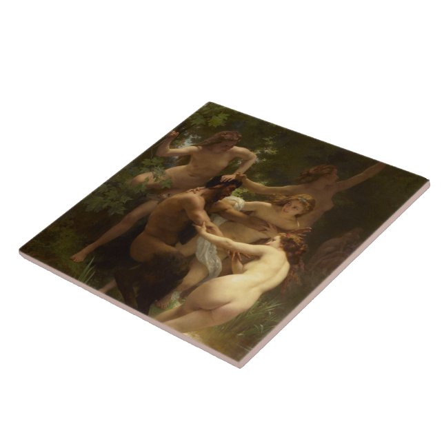 Nymphs och Satyr av William-Adolphe Bouguereau Kakelplatta (Sidan)