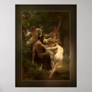Nymphs och Satyr av William-Adolphe Bouguereau Poster