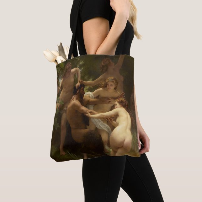 Nymphs och Satyr av William-Adolphe Bouguereau Tygkasse (Närbild)