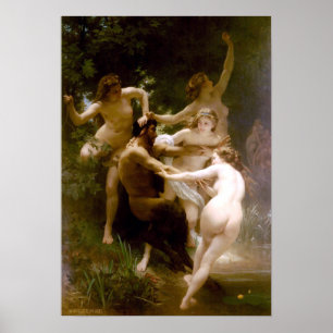 Nymphs och Satyr, William-Adolphe Bouguereau Poster