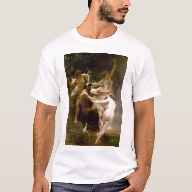 Nymphs och Satyr, William-Adolphe Bouguereau Tee Shirt (Framsida)