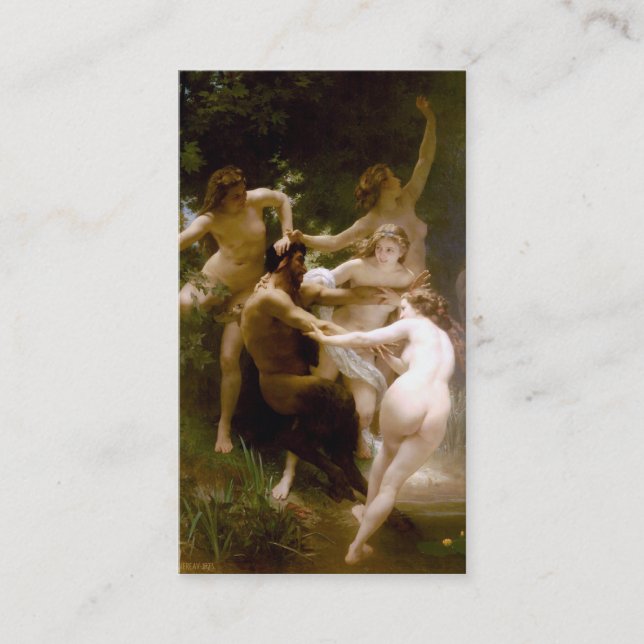 Nymphs och Satyr, William-Adolphe Bouguereau Visitkort (Framsida)