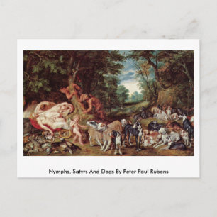 Nymphs, Satyrs och Hundar av Peter Paul Rubens Vykort