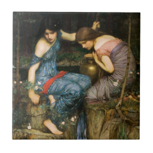 Nymphs som finner huvudet av Orpheus, belägger me Kakelplatta