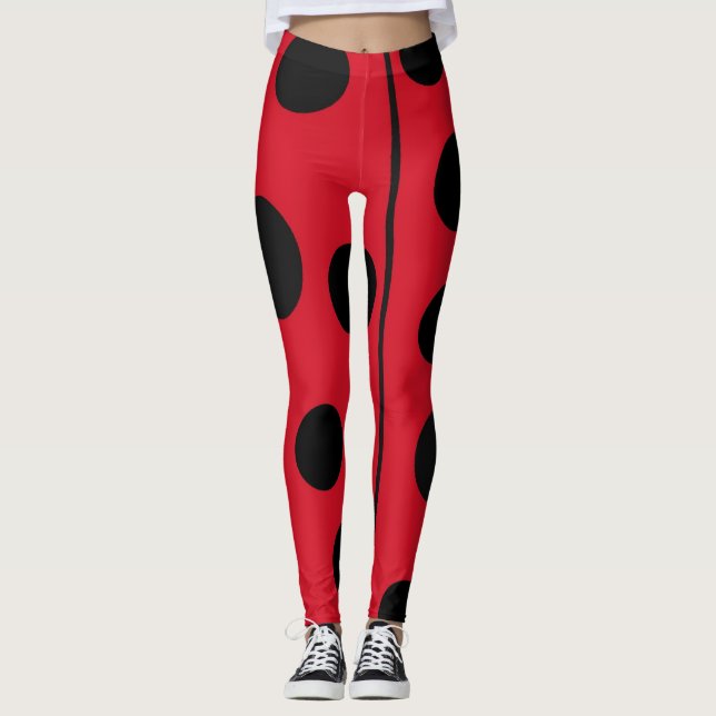 Nyorisnycklad röd och svart design leggings (Framsida)