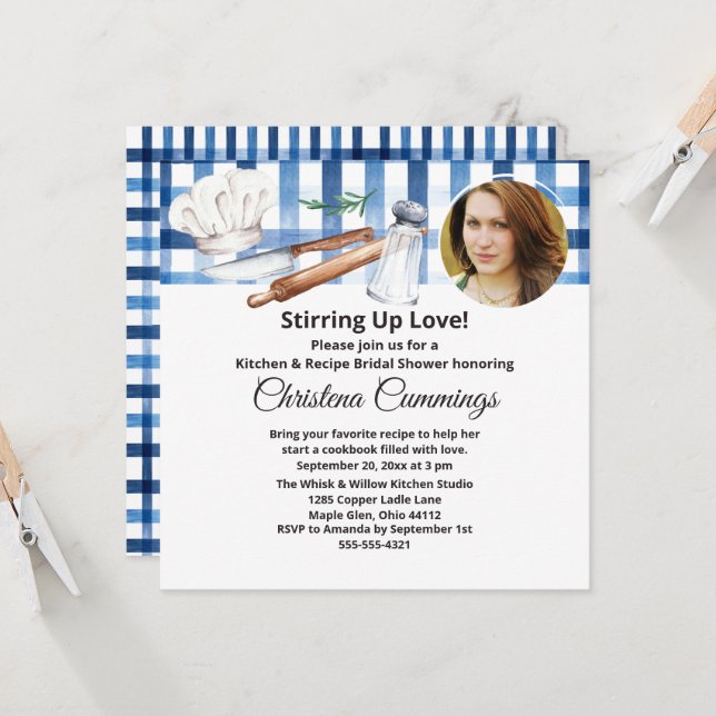 Nyp av Kärlek Kök Foto Bröllopsdusch Inbjudningar (Fram/Back In Situ)