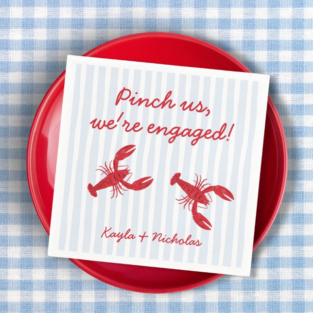Nyp oss Vi är förlovade Kräftkok Sydstatlig Pappersservett (Pinch Us We’re Engaged Crawfish Boil Southern Napkins)