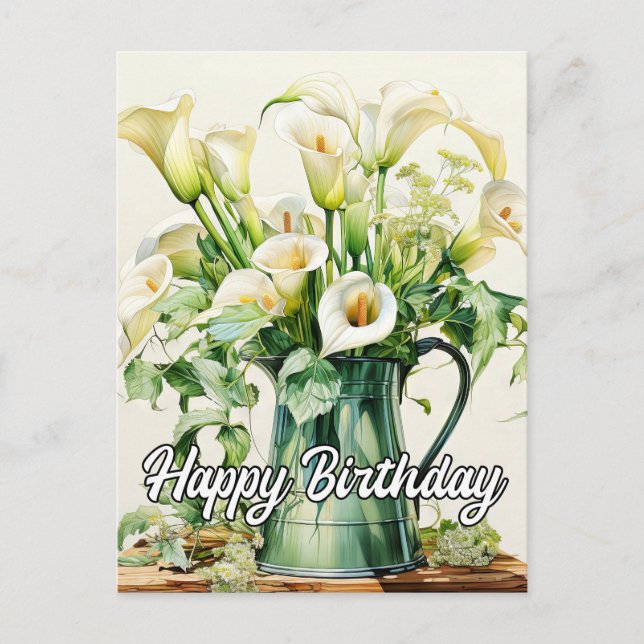 Nyplockade Callalilje Blommor Helg Vykort (Framsida)