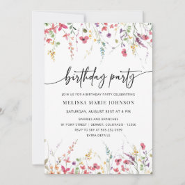 NYRA - Wildblomme Födelsedagsfest inbjudan mall