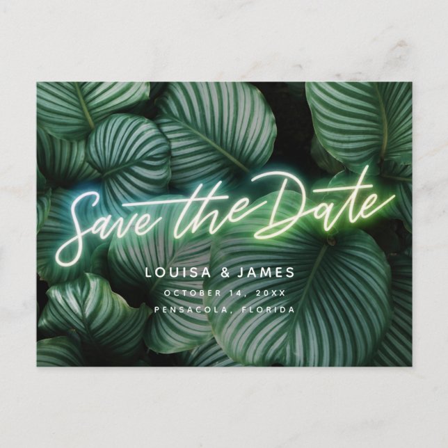 Nysignera Modern Tropical Save the Date Vykort (Framsida)