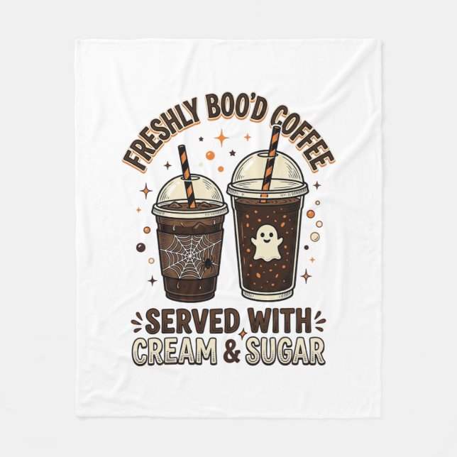 Nyskapad Kaffe Halloween Spökskål Fleecefilt (Framsidan)