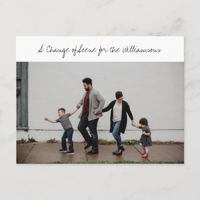 Nyskapande hemmabifoto för Whimsical Script-familj Meddelande Vykort (Framsida)