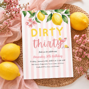 Nysmittat Dirty 30 Rosa Citron Trettio 30-årsdag Inbjudningar