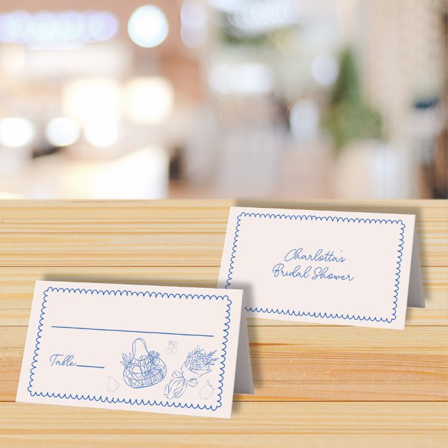 Nyss från Marknaden Bondens Marknad Bröllopsdusch Placeringskort (Fresh Off the Market Farmers Market Bridal Shower Place Card)