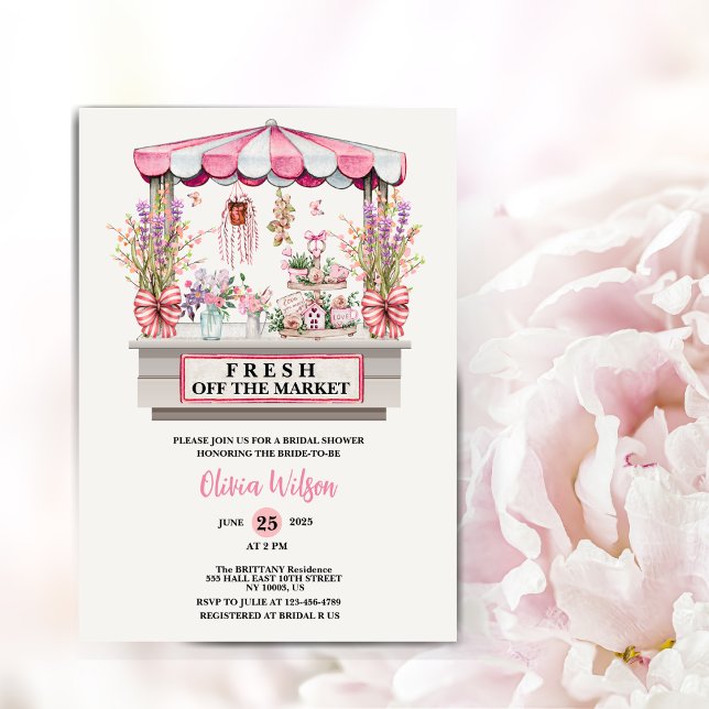 Nyss från Marknaden Bröllopsdusch Blommig Chic Inb Inbjudningar (Fresh Off the Market Bridal Shower Floral Chic )