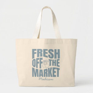 Nyss Från Marknaden Whimsical Blå Bröllopsdusch Jumbo Tygkasse