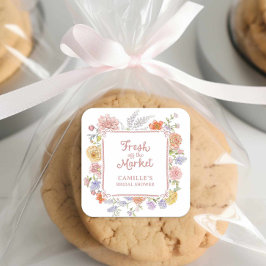 Nyss från Marknadsblomma Bröllopsdusch  Fyrkantigt Klistermärke