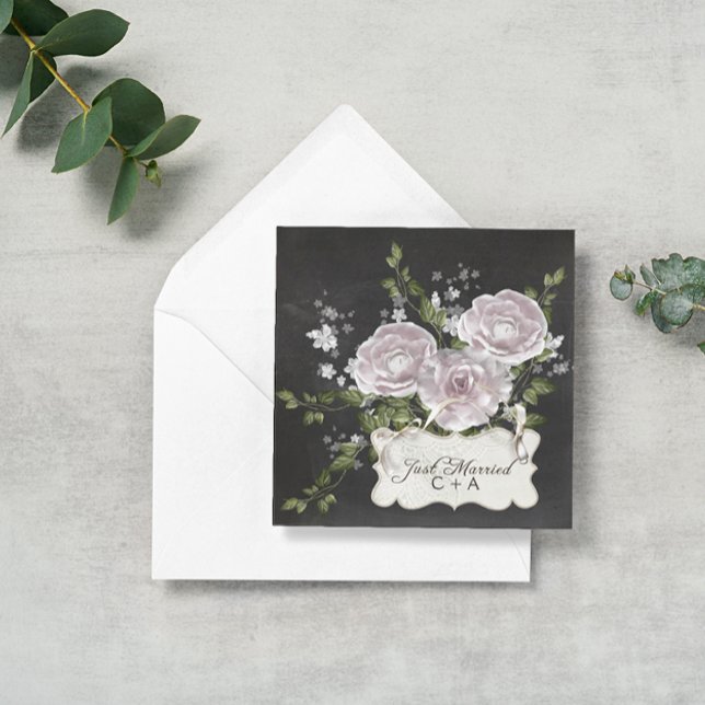 Nyss gifta! Romantisk blomster elegant efter bröll Inbjudningar (Skapare uppladdad)