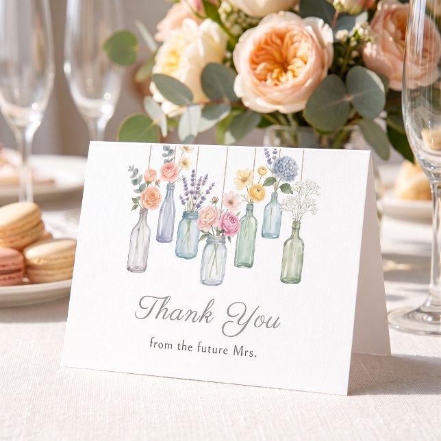 Nyss Kommen Från Marknaden Hängande Glas Bröllopsf Tack Kort (Fresh Off The Market Hanging Jars Bridal Shower Thank You Card)