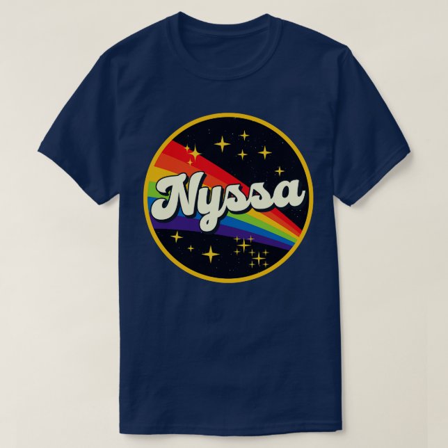 Nyssa Rainbow in Space Vintage Stil T Shirt (Design framsida)