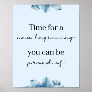 Nystart - blå Blommigt - motivation Poster