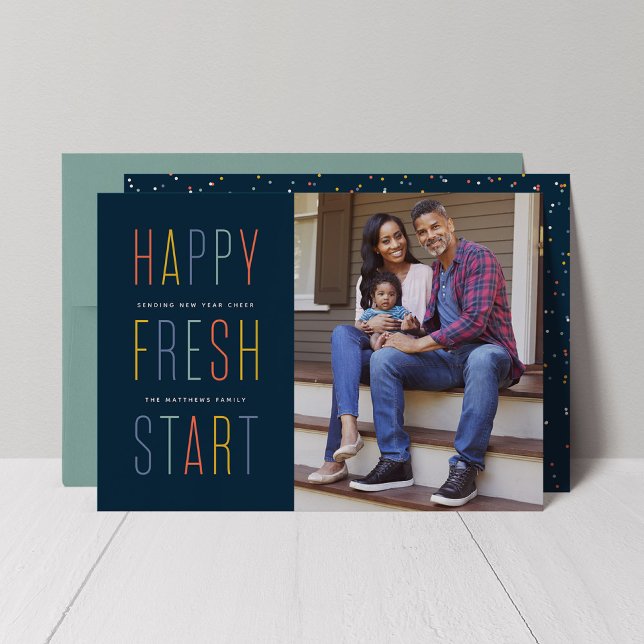 Nystart för nyårsmeddelande om flytta av fartyg julkort (Skapare uppladdad)