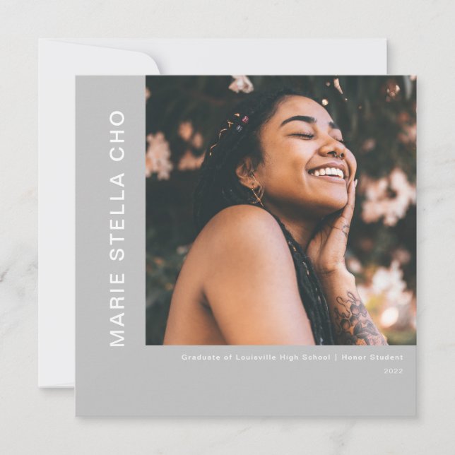 Nystart grått minimal bild studenten inbjudningar (Framsida)