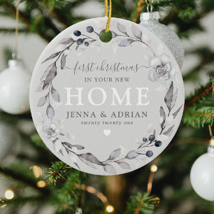 Nystartfoto för Cute Winter-krans 1:a julen Julgransprydnad Keramik