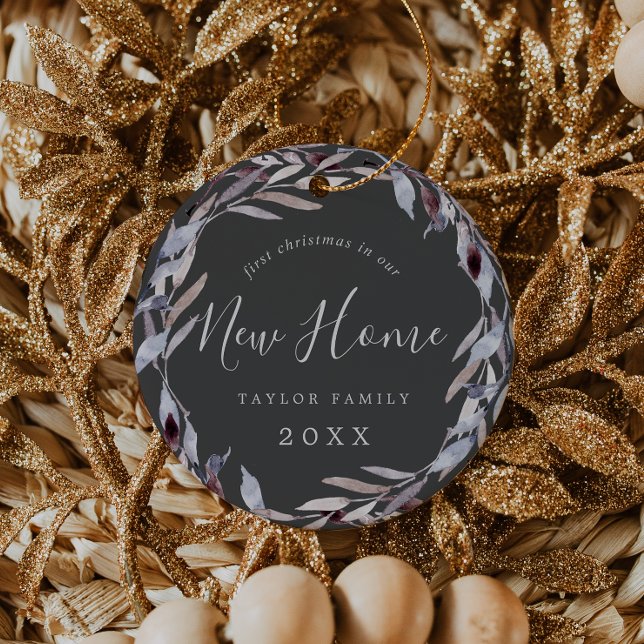 Nystartfoto för Vinter Greenery Första julen Julgransprydnad Keramik (Skapare uppladdad)