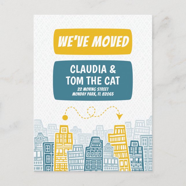 nytt adress att vi är vykort för flytta tecknad Ci (Framsida)