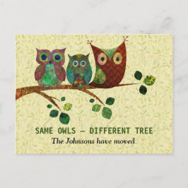 Nytt adress färgat konstnärligt Uggla Meddelande Vykort