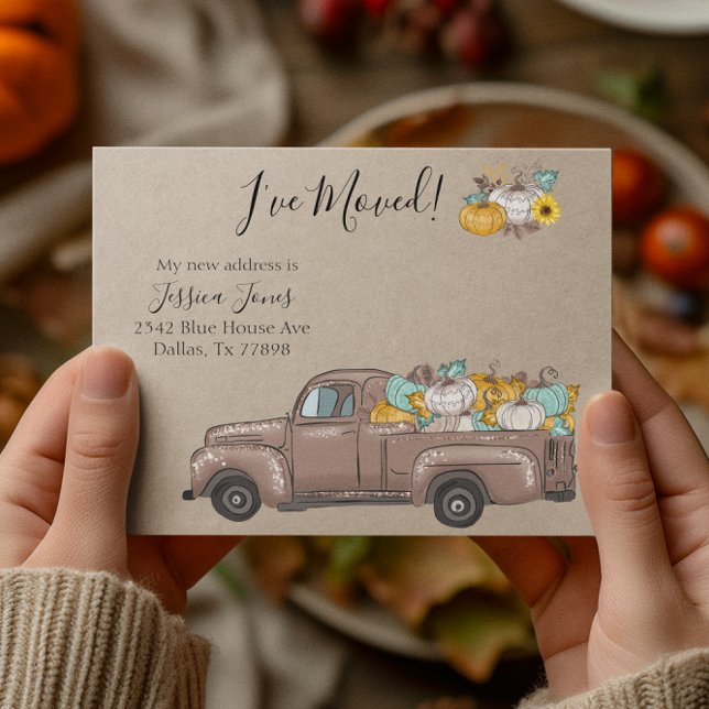 Nytt adress flyttningsmeddelande Höstpumpa Meddelande Vykort (Skapare uppladdad)