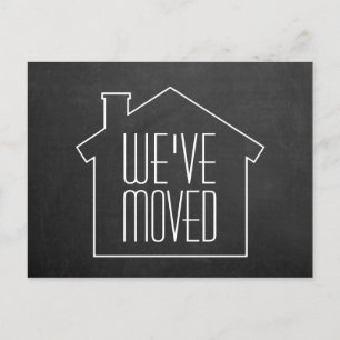 Nytt adress för svart tavla för vi har flyttat meddelande vykort