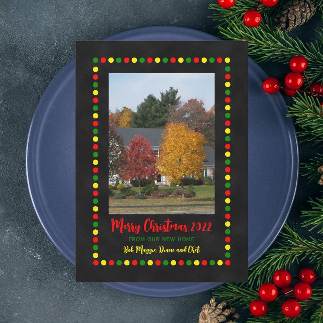 Nytt adress foto med Ljuset jul Inbjudningar (Skapare uppladdad)