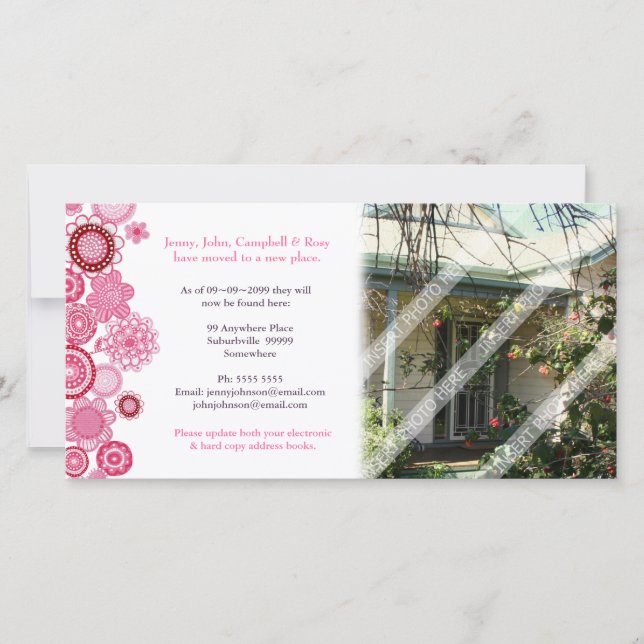 Nytt Adress-fotokort för uppdatering av hemmet Meddelande (Framsida)