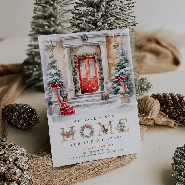 Nytt adress helgdag-meddelandekort julkort (Skapare uppladdad)