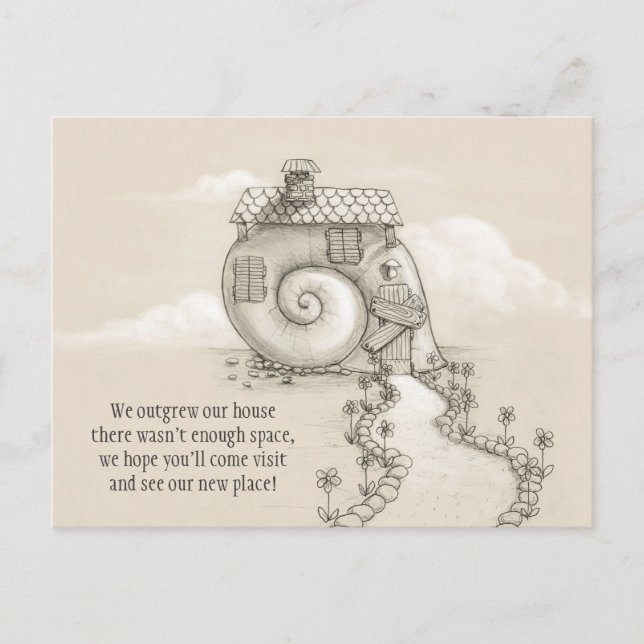 Nytt adress konst snigel house Postcard Meddelande Vykort (Framsida)