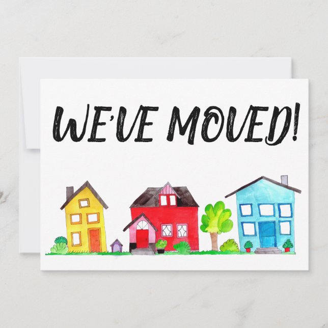 Nytt adress kort för färgade vattenfärgshus (Framsida)