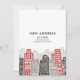 Nytt adress kort för Red & Black Retro Byggnad