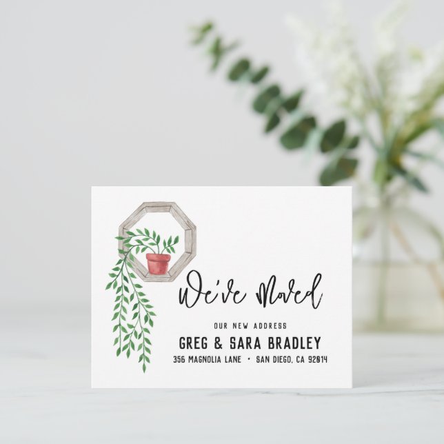 Nytt adress kort för vi har flyttat Cute Watercolo (Stående Fram)