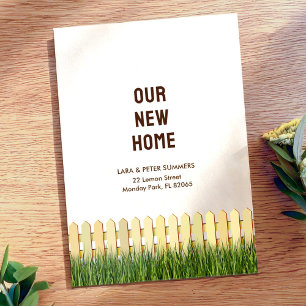 Nytt adress kort med betesstaket och trädgård