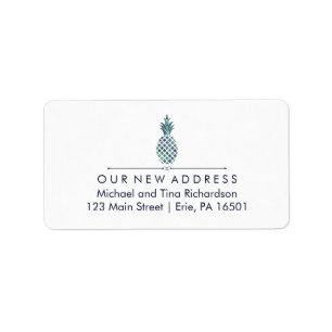 Nytt adress med ananas för blåttvattenfärgLook Adressetikett