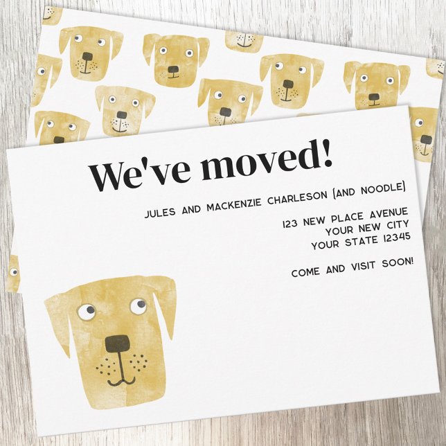 Nytt adress meddelande från Labrador Retriever Hun (Golden Labrador Retriever Dog fun personalized moving new home change of address announcement)