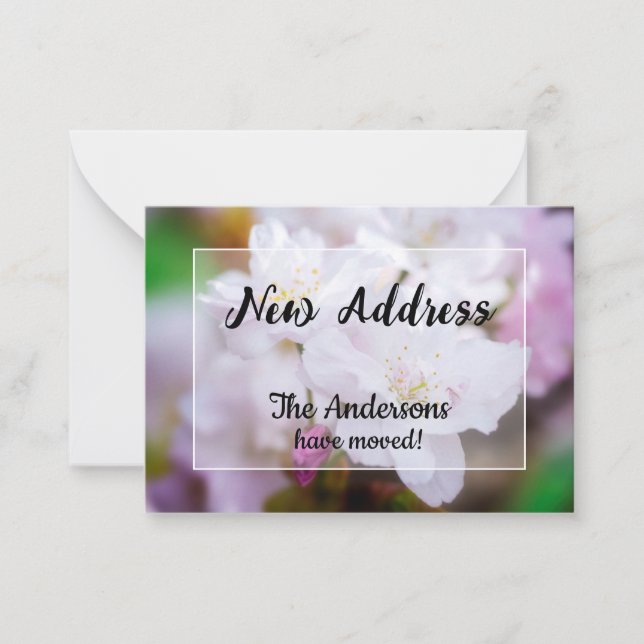 Nytt adress meddelande om Blommarna för vita körsb (Framsida)