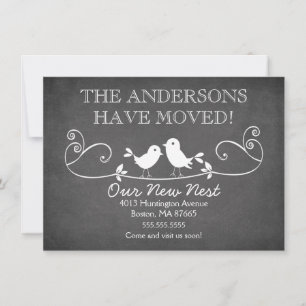 Nytt adress meddelande om Chalkboard Love birds