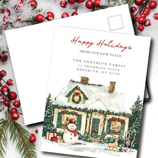 Nytt adress meddelande om julcharm vykort (Skapare uppladdad)