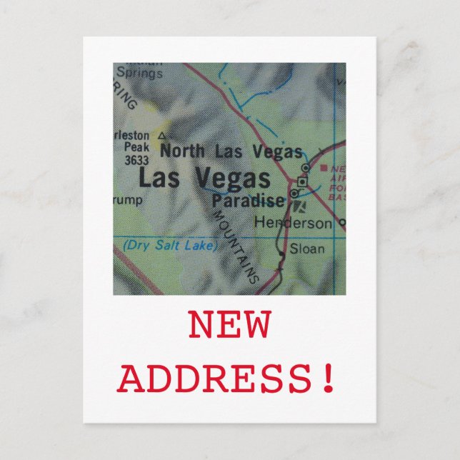 Nytt adress meddelande om Las Vegas Vykort (Framsida)