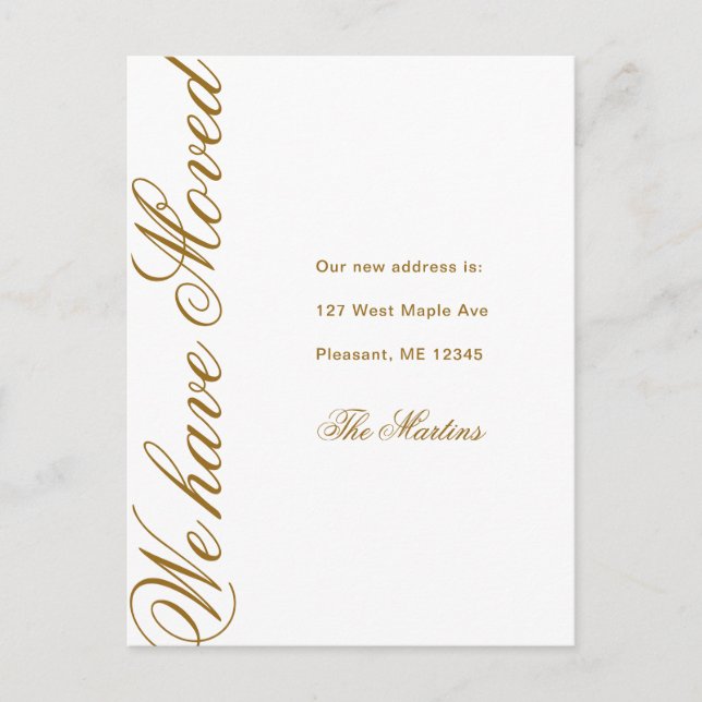 Nytt adress meddelande om minimal Flytta för skrip Vykort (Framsida)