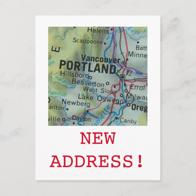 Nytt adress meddelande om Portland Vykort (Framsida)